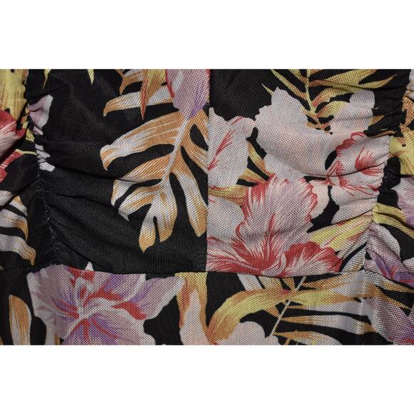 VOLCOM NEW $52 Black Floral Strappy Mesh Mini Dress Slushy‎ Hour Small - Picture 5 of 6